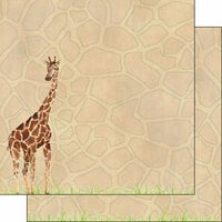Scrapbook Customs - African Safari Collection - 12 x 12 Double Sided Paper - Giraffe