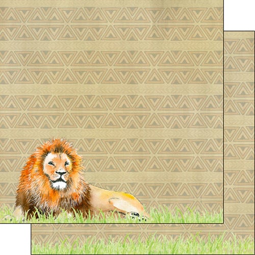 Scrapbook Customs - African Safari Collection - 12 x 12 Double Sided Paper - Lion