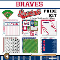 Scrapbook Customs - Baseball - 12 x 12 Paper Pack - Braves Pride