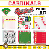 Scrapbook Customs - Baseball Collection - 12 x 12 Paper Pack - Cardinals Pride