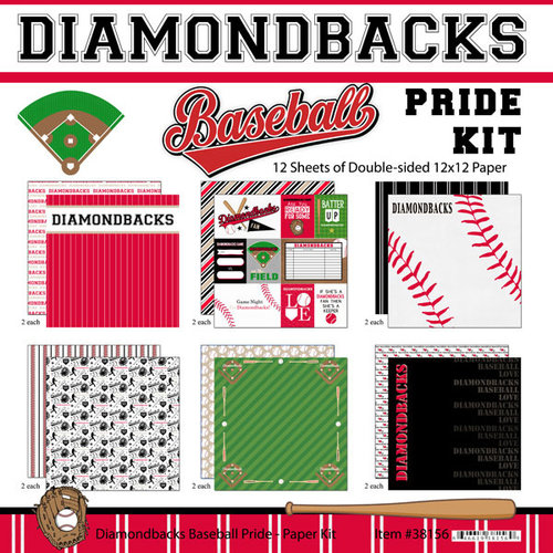 Scrapbook Customs - Baseball - 12 x 12 Paper Pack - Diamondbacks Pride