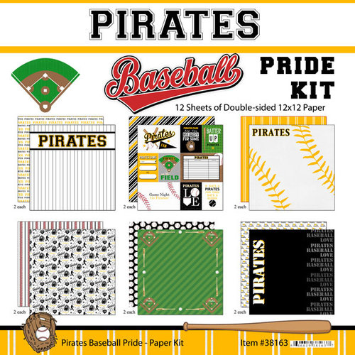 Scrapbook Customs - Baseball Collection - 12 x 12 Paper Pack - Pirates Pride