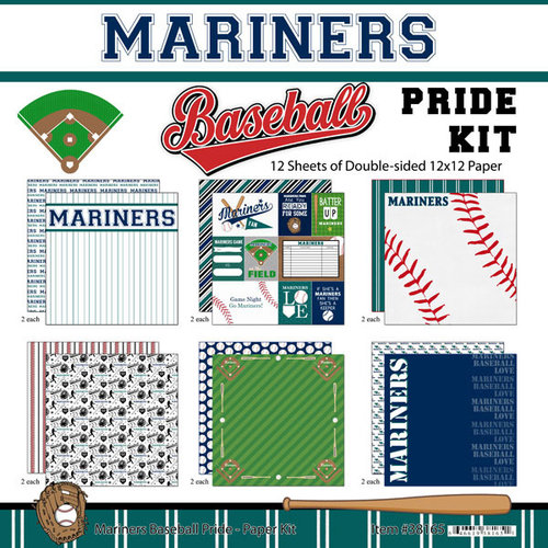 Scrapbook Customs - Baseball - 12 x 12 Paper Pack - Mariners Pride
