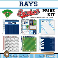 Scrapbook Customs - Baseball - 12 x 12 Paper Pack - Rays Pride