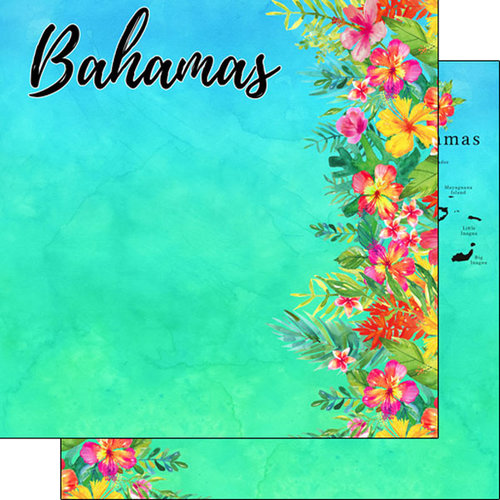 Scrapbook Customs - World Collection - 12 x 12 Double Sided Paper - Bahamas Getaway