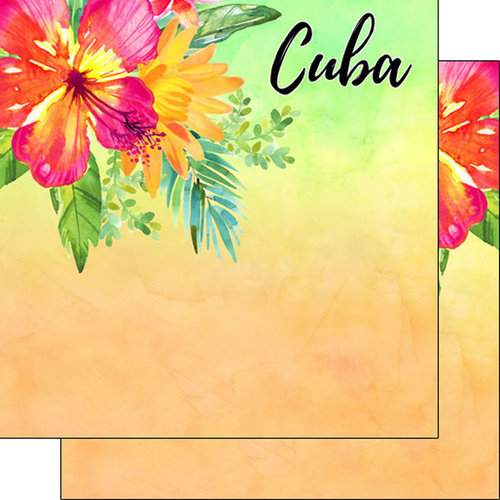 Scrapbook Customs - World Collection - Cuba - 12 x 12 Double Sided Paper - Getaway