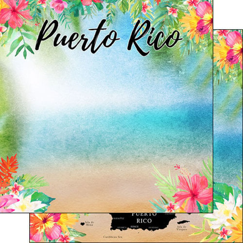Scrapbook Customs - World Collection - 12 x 12 Double Sided Paper - Puerto Rico Getaway