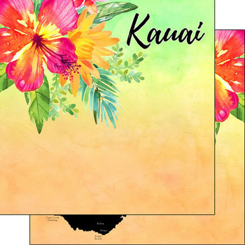 Scrapbook Customs - World Collection - 12 x 12 Double Sided Paper - Kauai Getaway