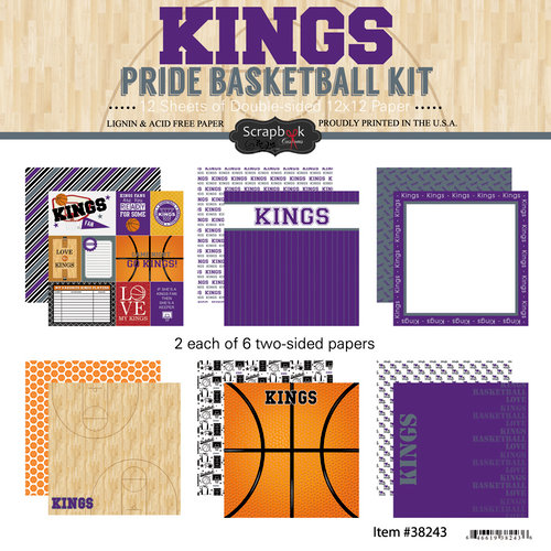 Scrapbook Customs - Basketball - 12 x 12 Paper Pack - Kings Pride