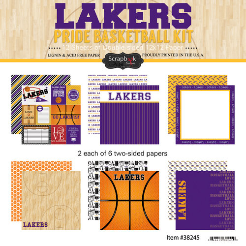 Scrapbook Customs - Basketball - 12 x 12 Paper Pack - Lakers Pride