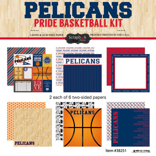 Scrapbook Customs - Basketball - 12 x 12 Paper Pack - Pelicans Pride