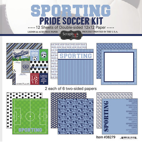 Scrapbook Customs - Soccer - 12 x 12 Paper Pack - Sporting Pride