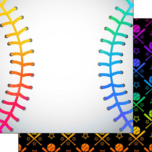 Scrapbook Customs - Neon Sports Collection - Baseball - 12 x 12 Double Sided Paper - 1