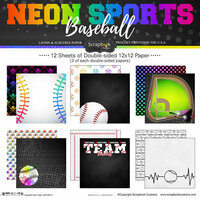 Scrapbook Customs - Neon Sports Collection - 12 x 12 Paper Pack - Baseball