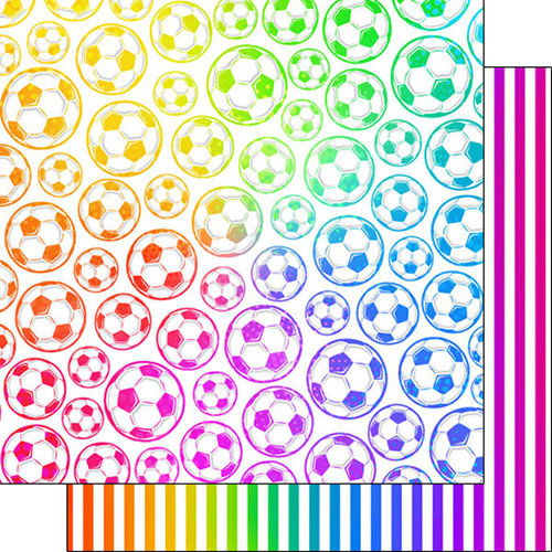 Scrapbook Customs - Neon Sports Collection - Soccer - 12 x 12 Double Sided Paper - 2