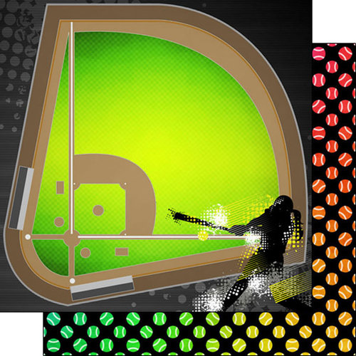 Scrapbook Customs - Neon Sports Collection - Softball - 12 x 12 Double Sided Paper - 3