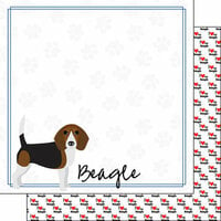 Scrapbook Customs - Puppy Love Collection - 12 x 12 Double Sided Paper - Beagle