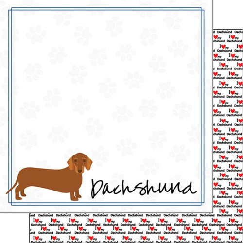 Scrapbook Customs - Puppy Love Collection - 12 x 12 Double Sided Paper - Dachshund
