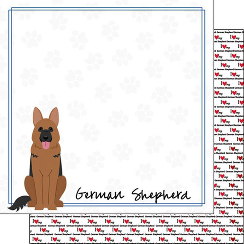Scrapbook Customs - Puppy Love Collection - 12 x 12 Double Sided Paper - Breed - German Shepherd