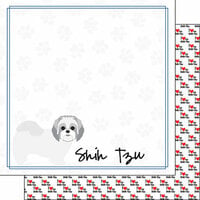 Scrapbook Customs - Puppy Love Collection - 12 x 12 Double Sided Paper - Shih Tzu