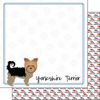 Scrapbook Customs - Puppy Love Collection - 12 x 12 Double Sided Paper - Yorkshire Terrier