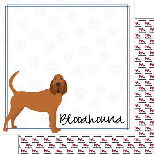 Scrapbook Customs - Puppy Love Collection - 12 x 12 Double Sided Paper - Breed - Bloodhound