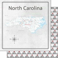 Scrapbook Customs - Adventure Collection - 12 x 12 Double Sided Paper - North Carolina Adventure Map