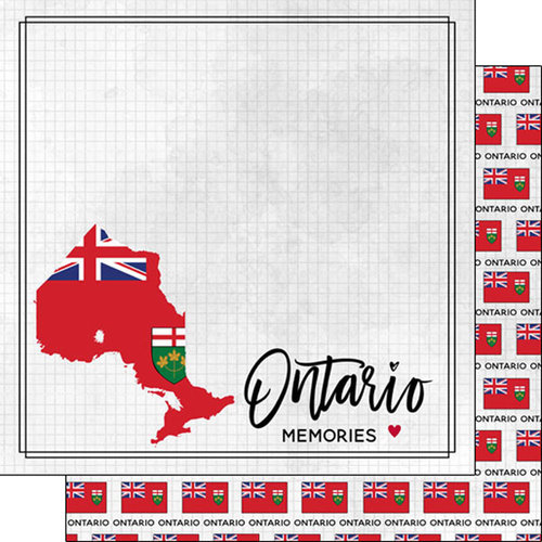 Scrapbook Customs - Canadian Province Adventure Collection - 12 x 12 Double Sided Paper - Adventure Flag - Ontario
