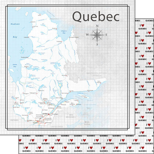 Scrapbook Customs - Canadian Province Adventure Collection - 12 x 12 Double Sided Paper - Adventure Map - Quebec