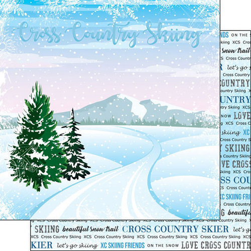 Scrapbook Customs - Winter Adventure Collection - 12 x 12 Double Sided Paper - Cross Country Skiing