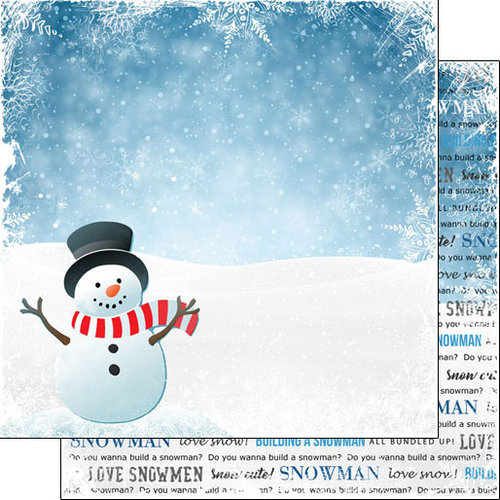 Scrapbook Customs - Winter Adventure Collection - 12 x 12 Double Sided Paper - Snowman