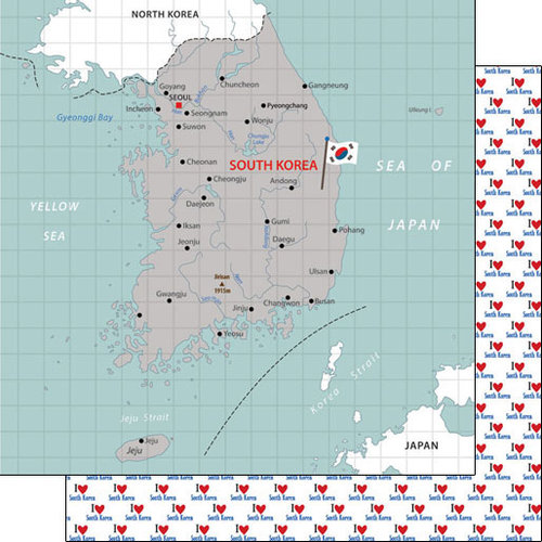 Scrapbook Customs - South Korea Adventure Collection - 12 x 12 Double Sided Paper - Adventure Map - South Korea