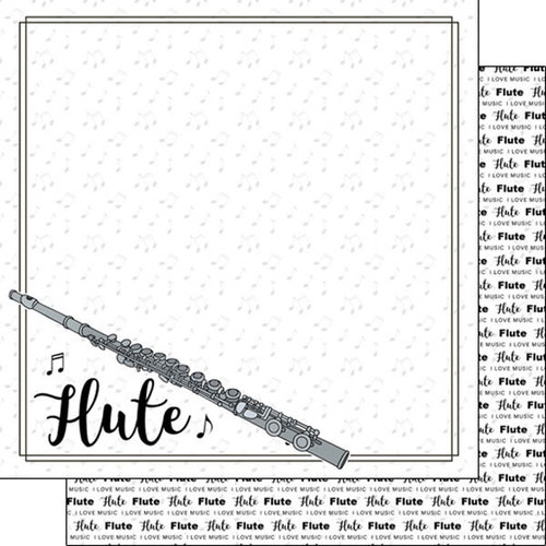 Scrapbook Customs - Music Notes Collection - 12 x 12 Double Sided Paper - Flute Notes