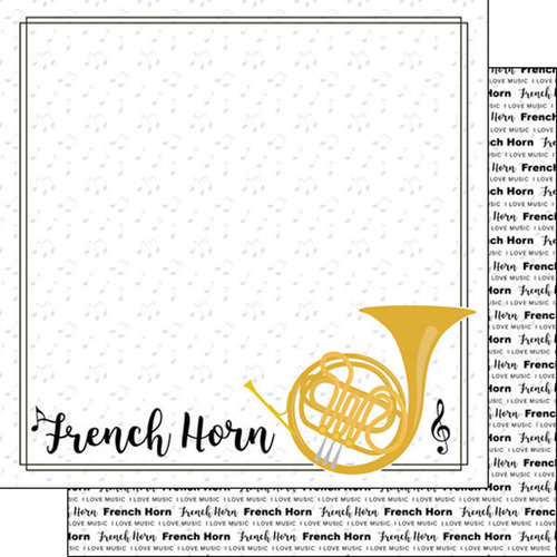 Scrapbook Customs - Music Notes Collection - 12 x 12 Double Sided Paper - French Horn Notes