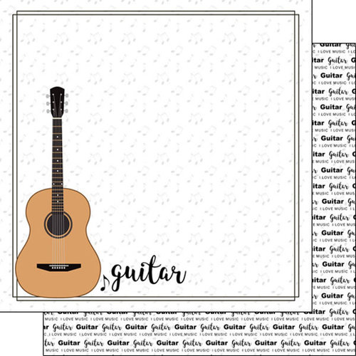 Scrapbook Customs - Music Notes Collection - 12 x 12 Double Sided Paper - Guitar Notes