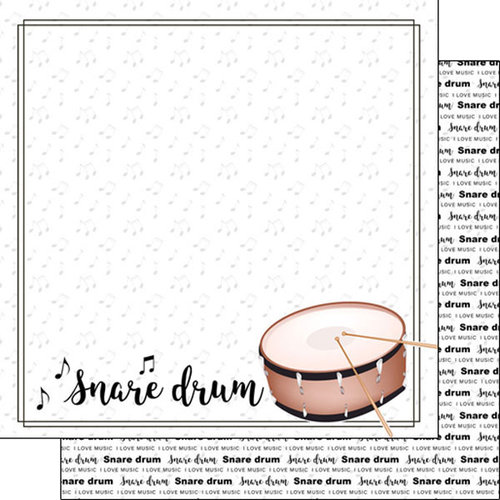 Scrapbook Customs - Music Notes Collection - 12 x 12 Double Sided Paper - Snare Drum Notes
