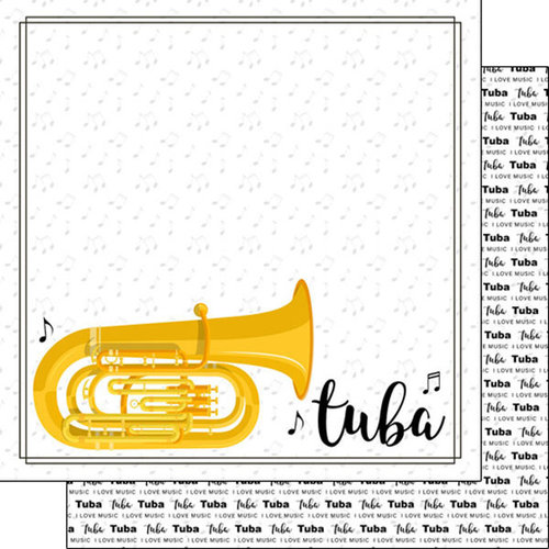 Scrapbook Customs - Music Notes Collection - 12 x 12 Double Sided Paper - Tuba Notes
