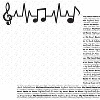 Scrapbook Customs - Music Notes Collection - 12 x 12 Double Sided Paper - Heart Beats For Music