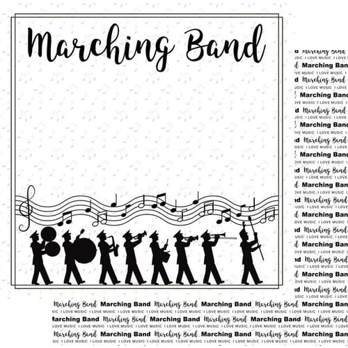 Scrapbook Customs - Music Notes Collection - 12 x 12 Double Sided Paper - Marching Band Notes