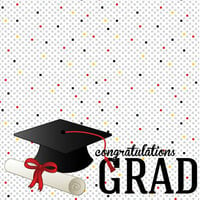 Scrapbook Customs - Graduation Collection - 12 x 12 Double Sided Paper - Graduation Confetti