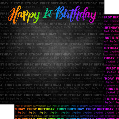 Scrapbook Customs - Neon Birthday Collection - 12 x 12 Double Sided Paper - 1st Birthday