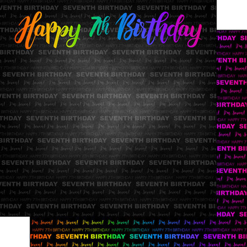 Scrapbook Customs - Neon Birthday Collection - 12 x 12 Double Sided Paper - 7th Birthday