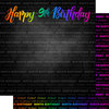 Scrapbook Customs - Neon Birthday Collection - 12 x 12 Double Sided Paper - 9th Birthday