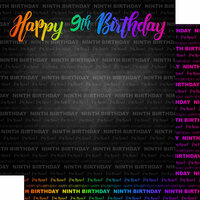 Scrapbook Customs - Neon Birthday Collection - 12 x 12 Double Sided Paper - 9th Birthday
