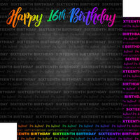 Scrapbook Customs - Neon Birthday Collection - 12 x 12 Double Sided Paper - 16th Birthday