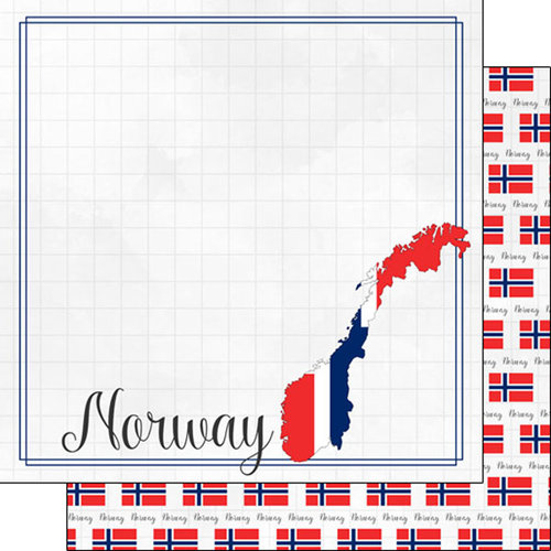 Scrapbook Customs - Adventures Around the World Collection - 12 x 12 Double Sided Paper - Adventure Border - Norway