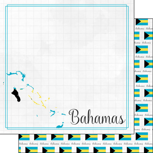 Scrapbook Customs - Adventures Around the World Collection - 12 x 12 Double Sided Paper - Adventure Border - Bahamas