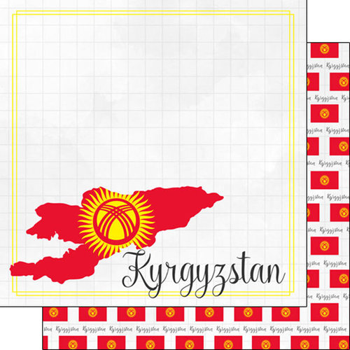 Scrapbook Customs - Adventures Around the World Collection - 12 x 12 Double Sided Paper - Adventure Border - Kyrgyzstan