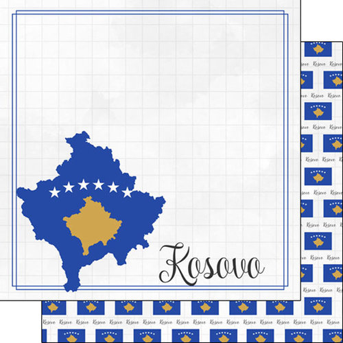 Scrapbook Customs - Adventures Around the World Collection - 12 x 12 Double Sided Paper - Adventure Border - Kosovo