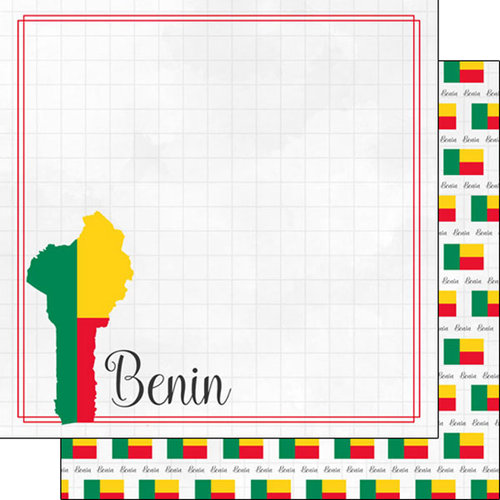 Scrapbook Customs - Adventures Around the World Collection - 12 x 12 Double Sided Paper - Adventure Border - Benin